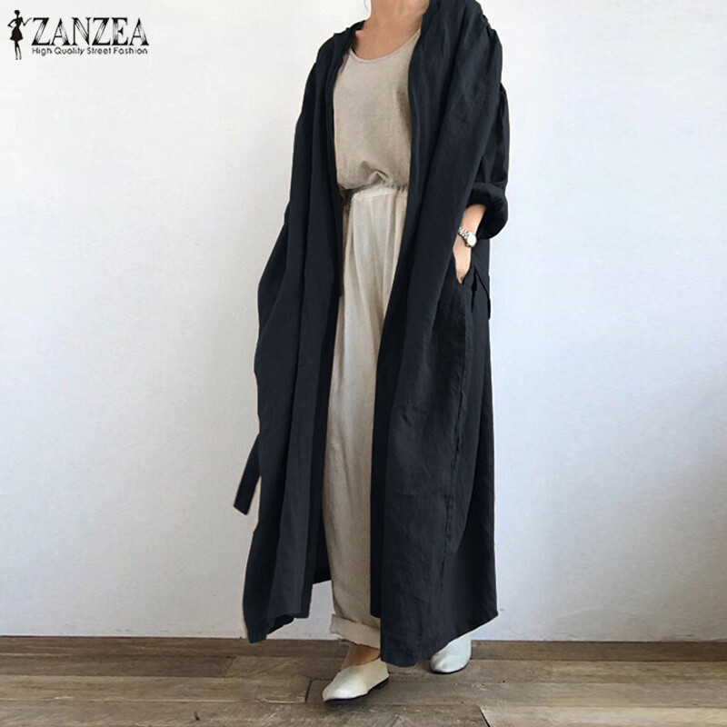 ZANZEA Áo Khoác Cardigan Nữ Dài Tay Áo Rộng Thường Ngày Cho Kỳ Nghỉ Áo Khoác Ngoài