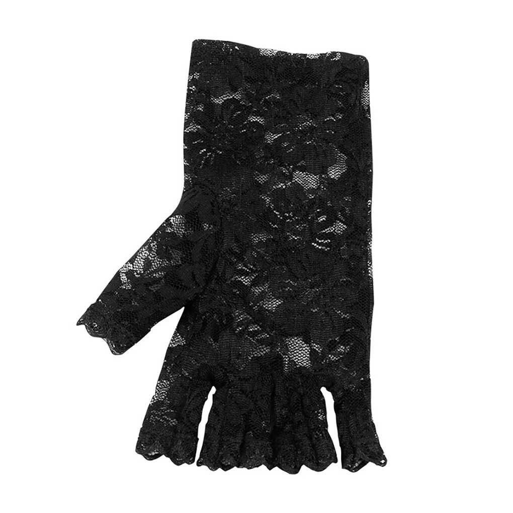 Women Lace Half Gloves Short Sexy Fingerless Gloves Vintage Gothic Mittens Wedding