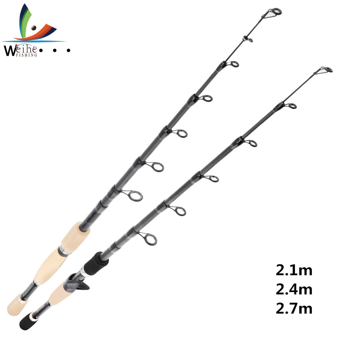 Weihe 2.1m 2.4m 2.7m Carbon Fiber Lure Fishing Rod Ultra Light Spinning