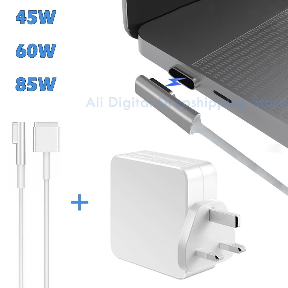 Bộ chuyển đổi sạc 2 trong 1 sạc 45w 60w 85w 2 loại đầu chữ t đầu chữ l cho máy tính xách tay phù hợp với apple macbook air pro tất cả các dòng