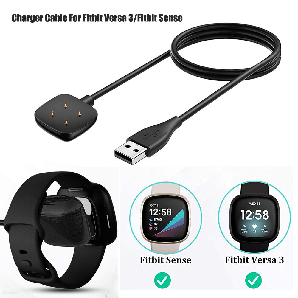 ZP Phụ Kiện Đế Kẹp Dây Cáp Sạc Usb Thay Thế Tương Thích Với Đồng Hồ Thông Minh Fitbit Sense Fitbit Versa 3