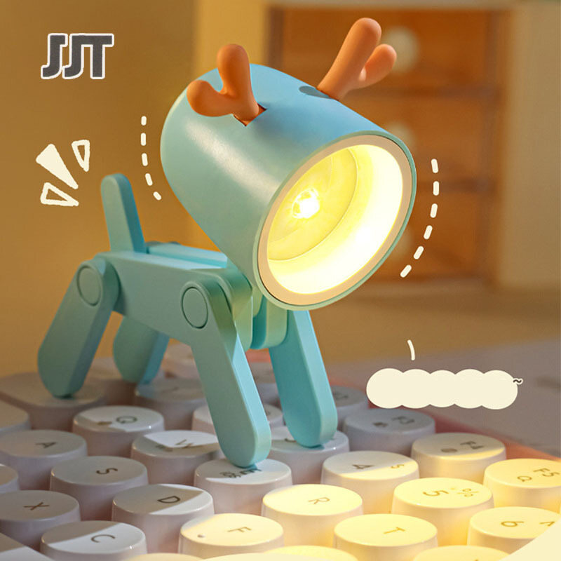 JJT Đèn bàn LED, đèn phòng ngủ, đèn trang trí phòng, đèn ngủ, đèn ngủ, đèn phòng ngủ hình con chó con đồ trang trí ánh sáng ban đêm đèn bàn nhỏ