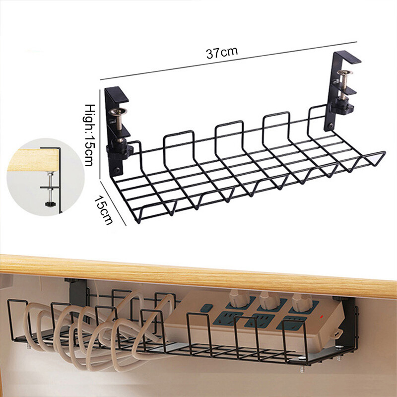 Không có khoan dưới bàn quản lý cáp khay dây ổ điện nhiều lỗ Adapter Organizer kệ giá gắn kẹp