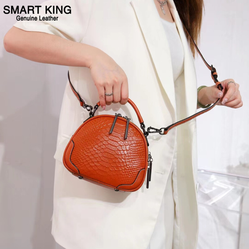 Smart king túi đeo chéo đeo vai thời trang phong cách hàn quốc mới cho nữ túi xách nữ đa năng thường ngày da bò thật túi xách nữ có tay cầm phía trên túi xách hai dây