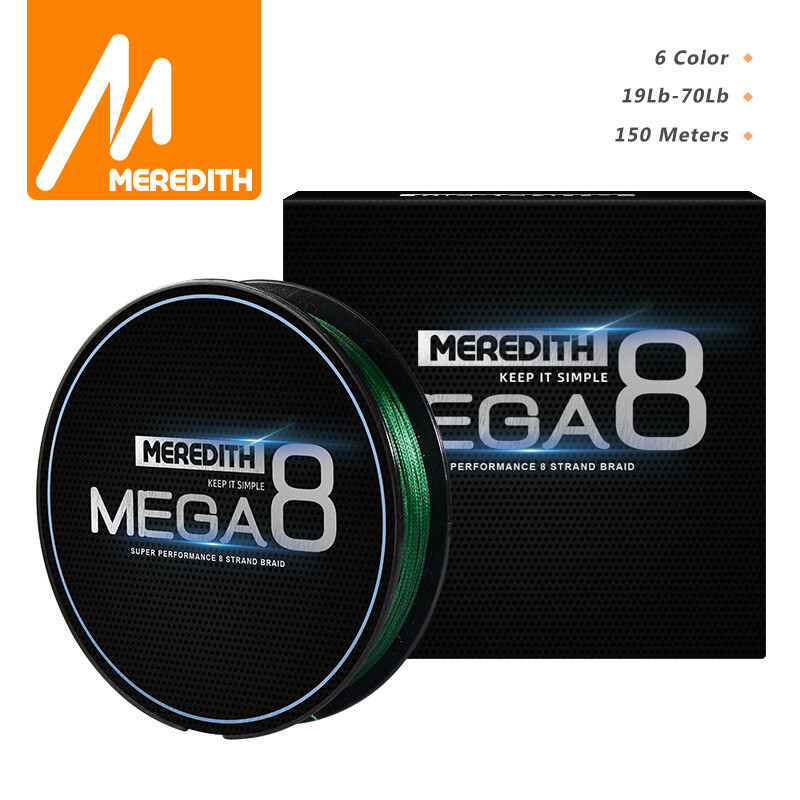 Dây câu meredith brand mega 8x, dây câu bện 8 sợi 150m dây pe nhiều sợi, cho dây câu cá chép