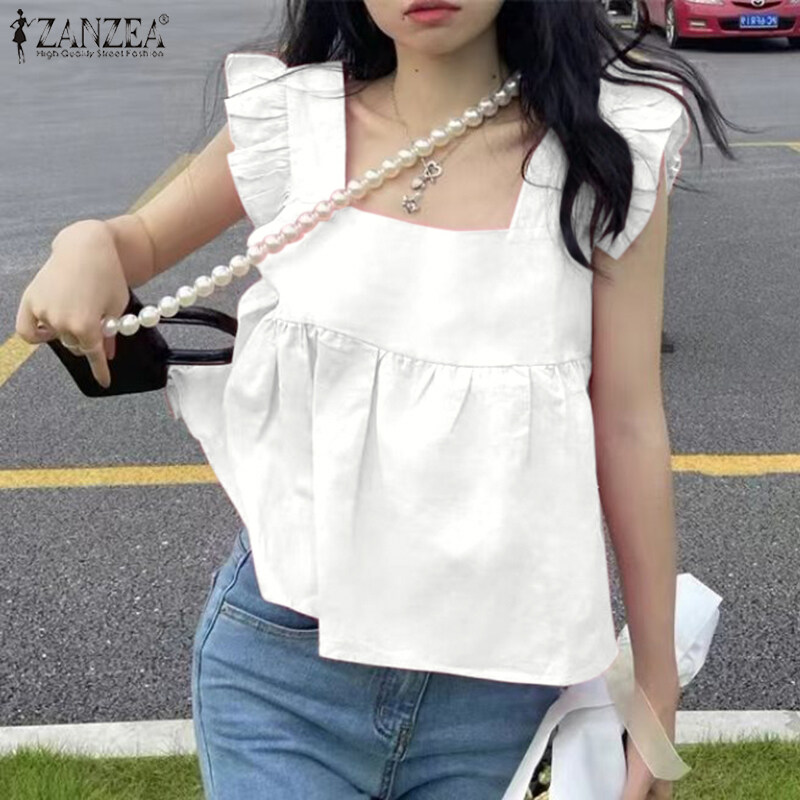 Zanzea nữ phong cách Hàn Quốc không tay ruffles yếm trong vest nóng đi