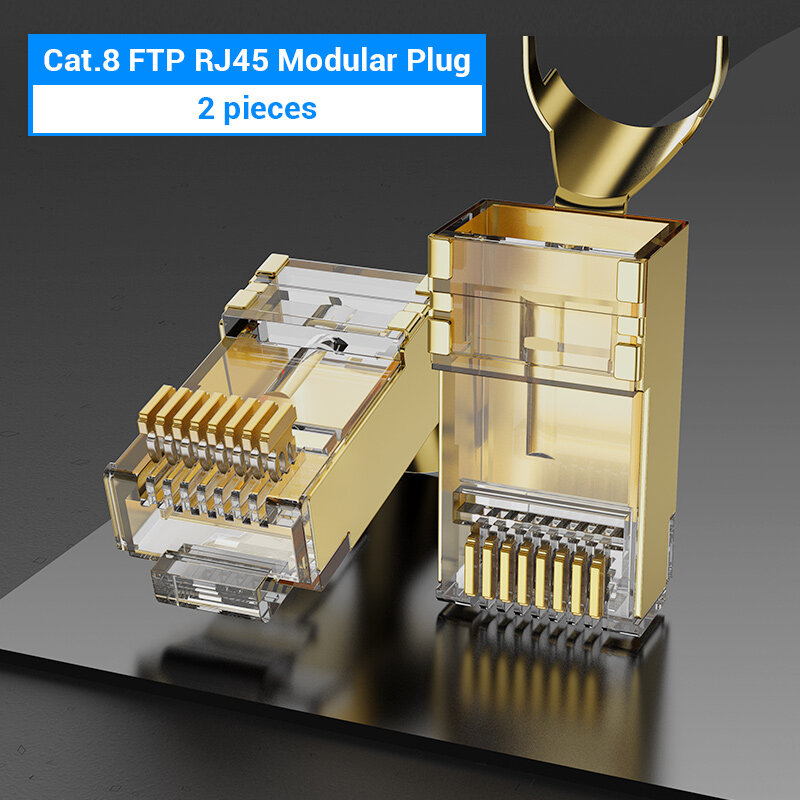 Vention RJ45 Connector Cat8 RJ45 8P8C Modular Ethernet Cable Cat 8 FTP Head Plug Gold Plated RJ45 Cr
