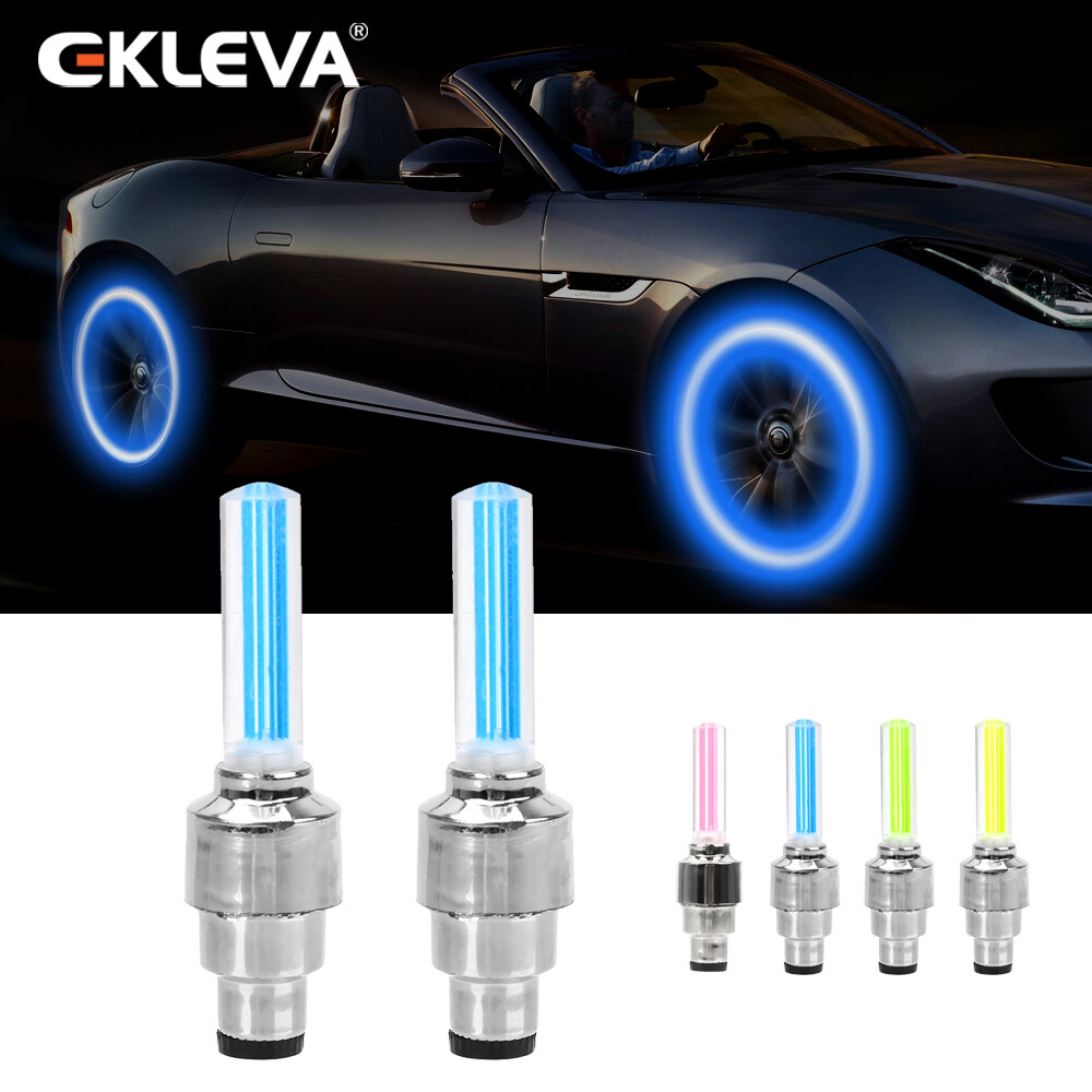 EKLEVA 2 Chiếc Đèn LED Bánh Xe Ô Tô, Đèn Xe Máy Xe Đạp, Nắp Van Lốp Xe Nắp Van Lốp Đèn Lồng Trang Trí Đèn Neon Nan Hoa Đèn Flash