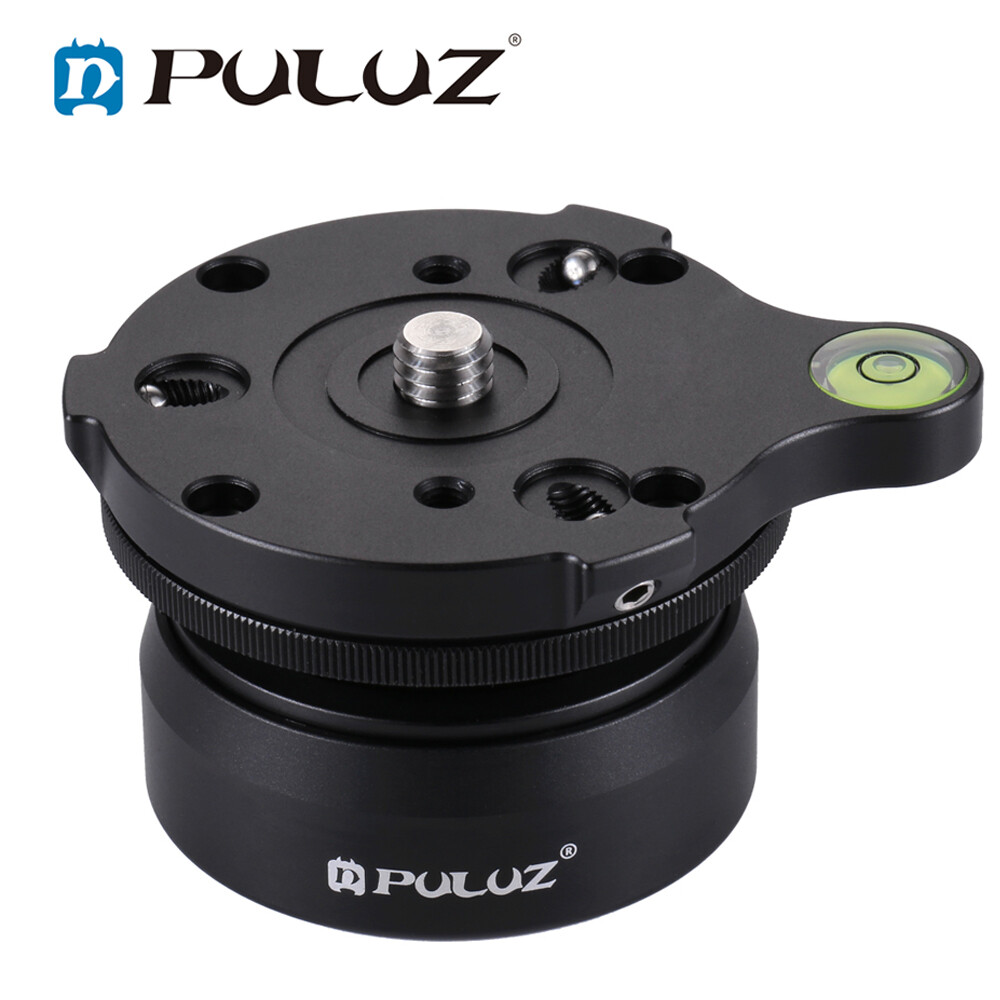 Puluz đế đầu cân bằng ba chân chuyên nghiệp dạng vòm 3/8 inch với mức bong bóng cho máy ảnh dslr canon nikon sony