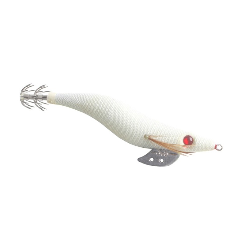 Ô Hai Lớp Tôm Gỗ Trắng Dạ Quang 13.3Cm Lưỡi Câu Mực, Mồi Nhử Mồi Câu Cá