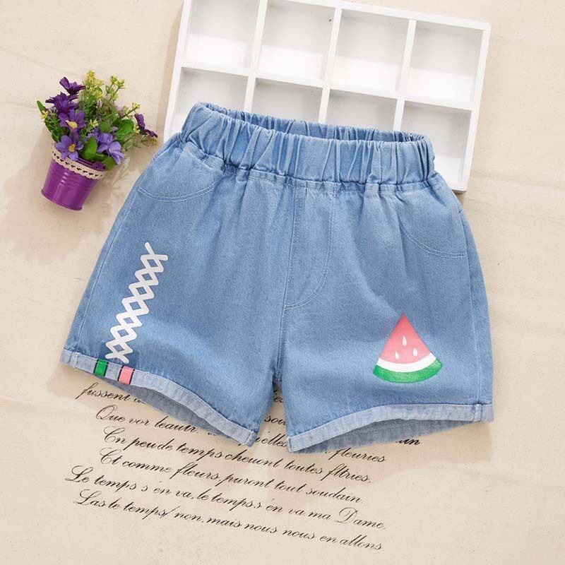 Sanitkun Wisebaby Cute Printed Girl Jeans Shorts Summer New Baby Demin