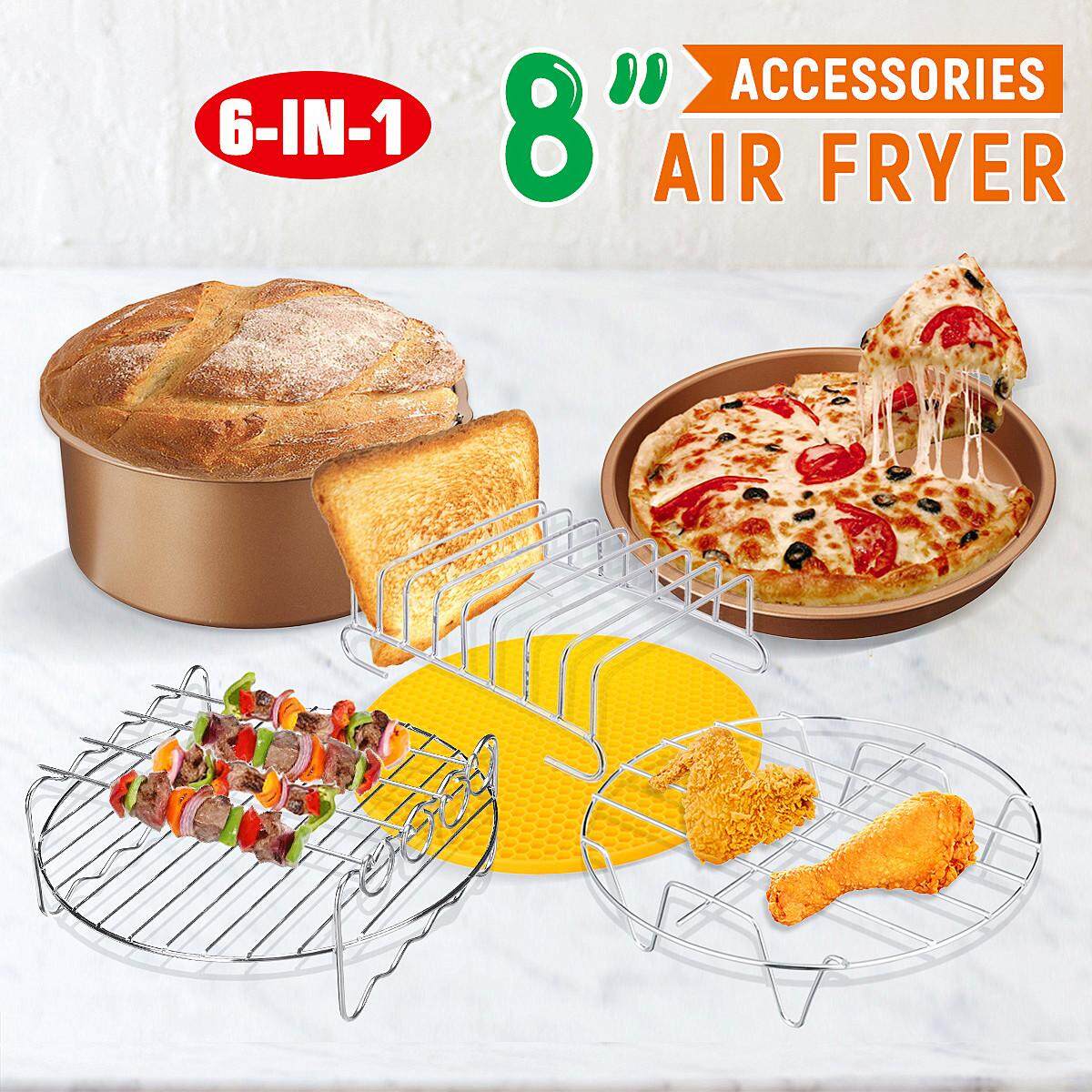 6 PCS 8 ''หม้อทอด Air fryer ชุดอุปกรณ์ชิปตะกร้าเบเกอรี่สำหรับ Phillips 4.2 - 6.8QT