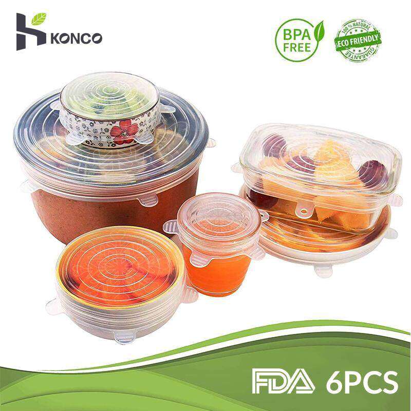 KONCO 6 Packs Silicone Stretch Lids for Various Sizes