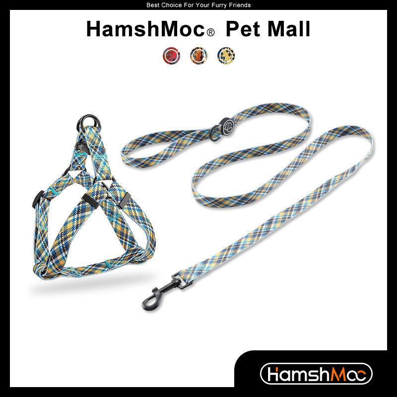 HamshMoc Striped Dog Harness And Leash Set Adjustable Durable Pet Harness Soft Dog Leash for Small Medium Large Dogs ราคา 444 บาท*ส่งฟรี