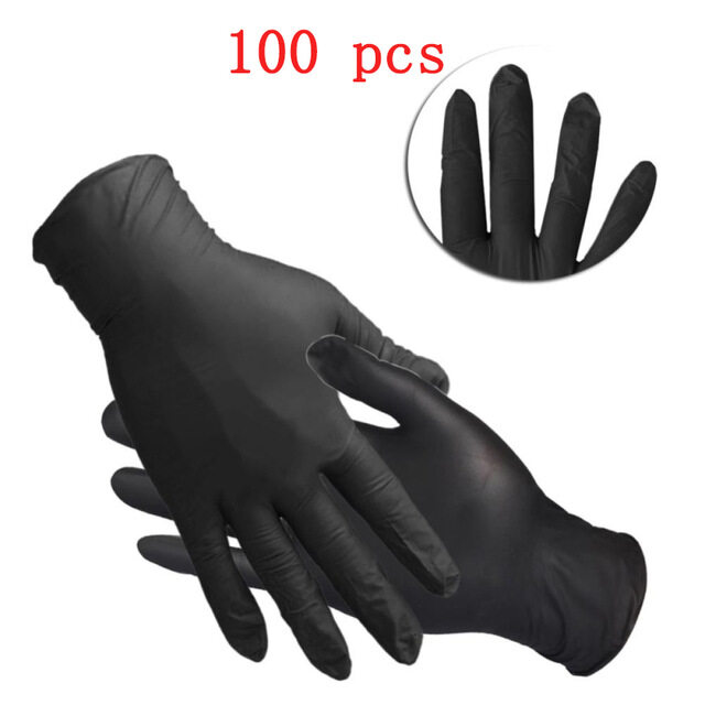 black plastic cooking gloves