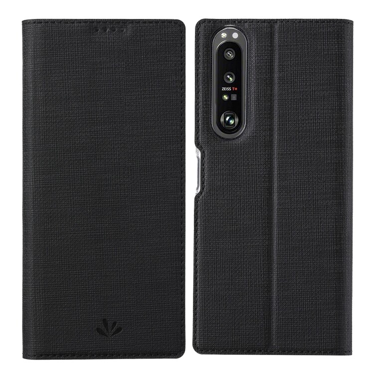 Ốp lật ngang + sony xperia chất liệu da pu chống sốc tpu + lực hút từ tính sê-ri vili dmx với khe cắm thẻ & giá đỡ