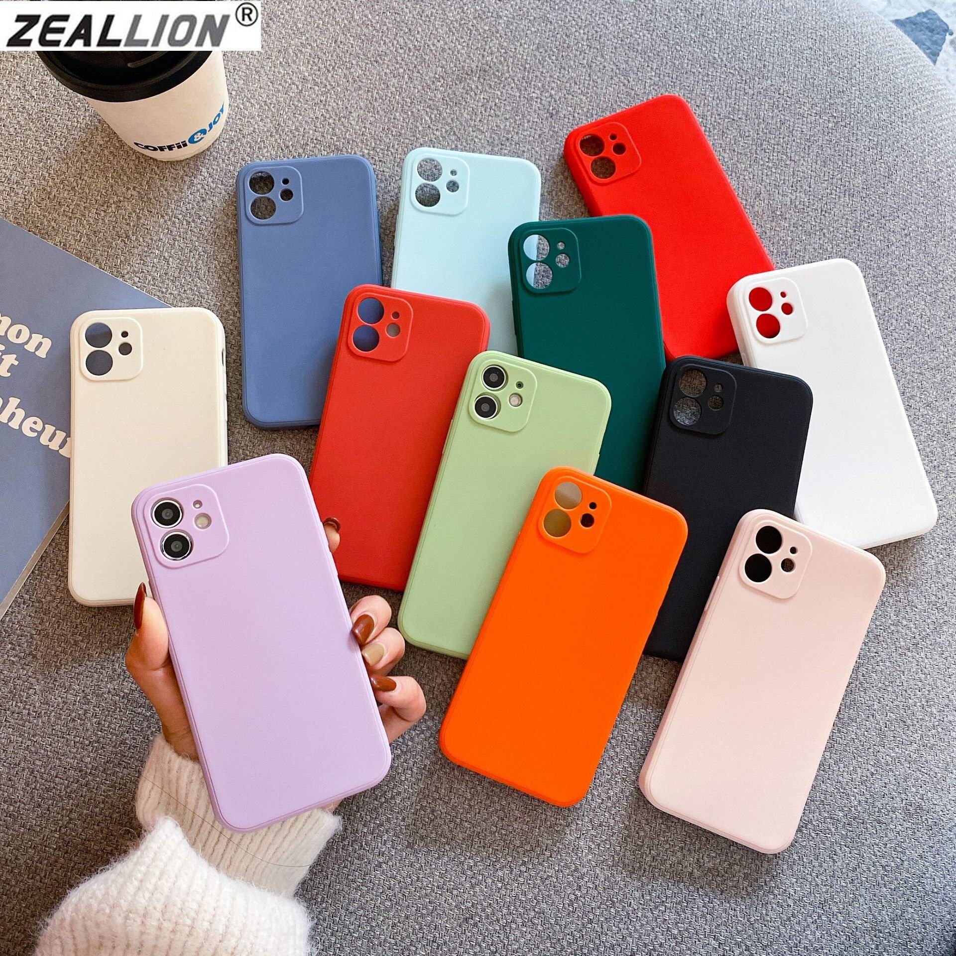 Zeallion Straight Edge Soft Shell Liquid Silica Gel Phone Case for [Apple iPhone 15 14 13 12 Mini 11 Pro Max X XR XS MAX 7 8 SE 6 6S Plus] TPU Case Cover