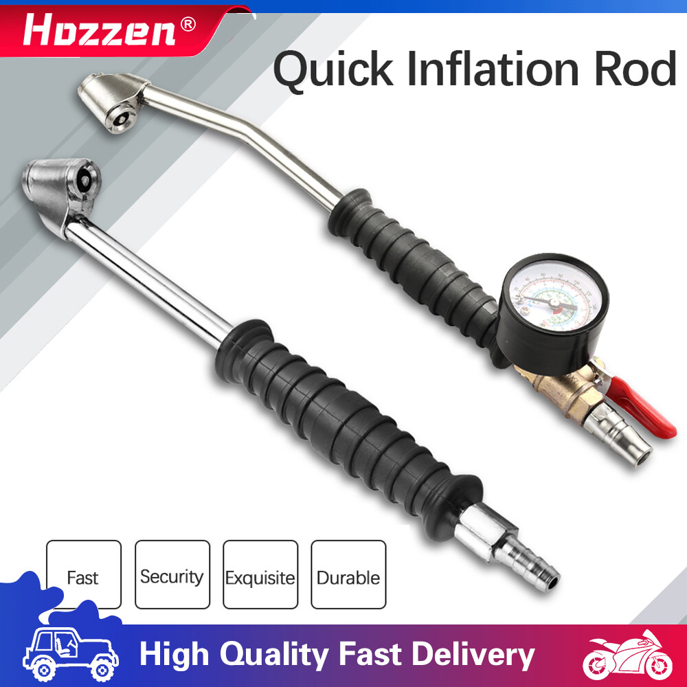 Hozzen Vòi Bơm Lốp Nhanh Với Đồng Hồ Đo Áp Suất Không Khí, Thanh Bơm Hơi Xe Máy, Công Cụ An Toàn Và Hiệu Quả