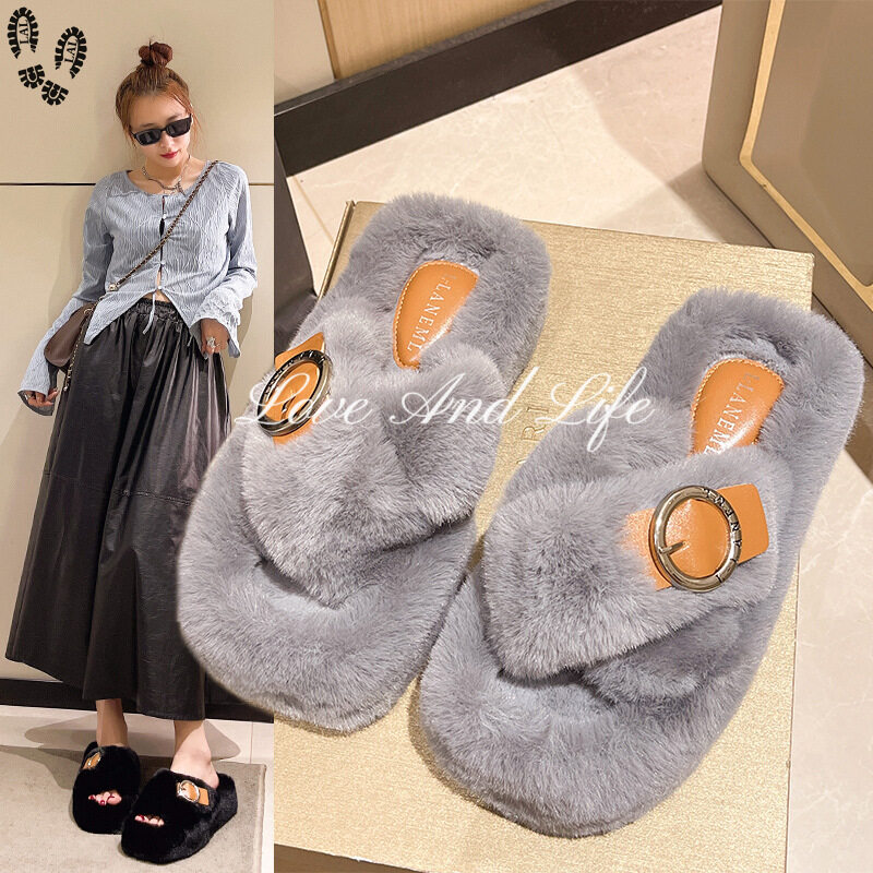 LAL2023 autumn and winter new thick sole 5cm square head inner fleece