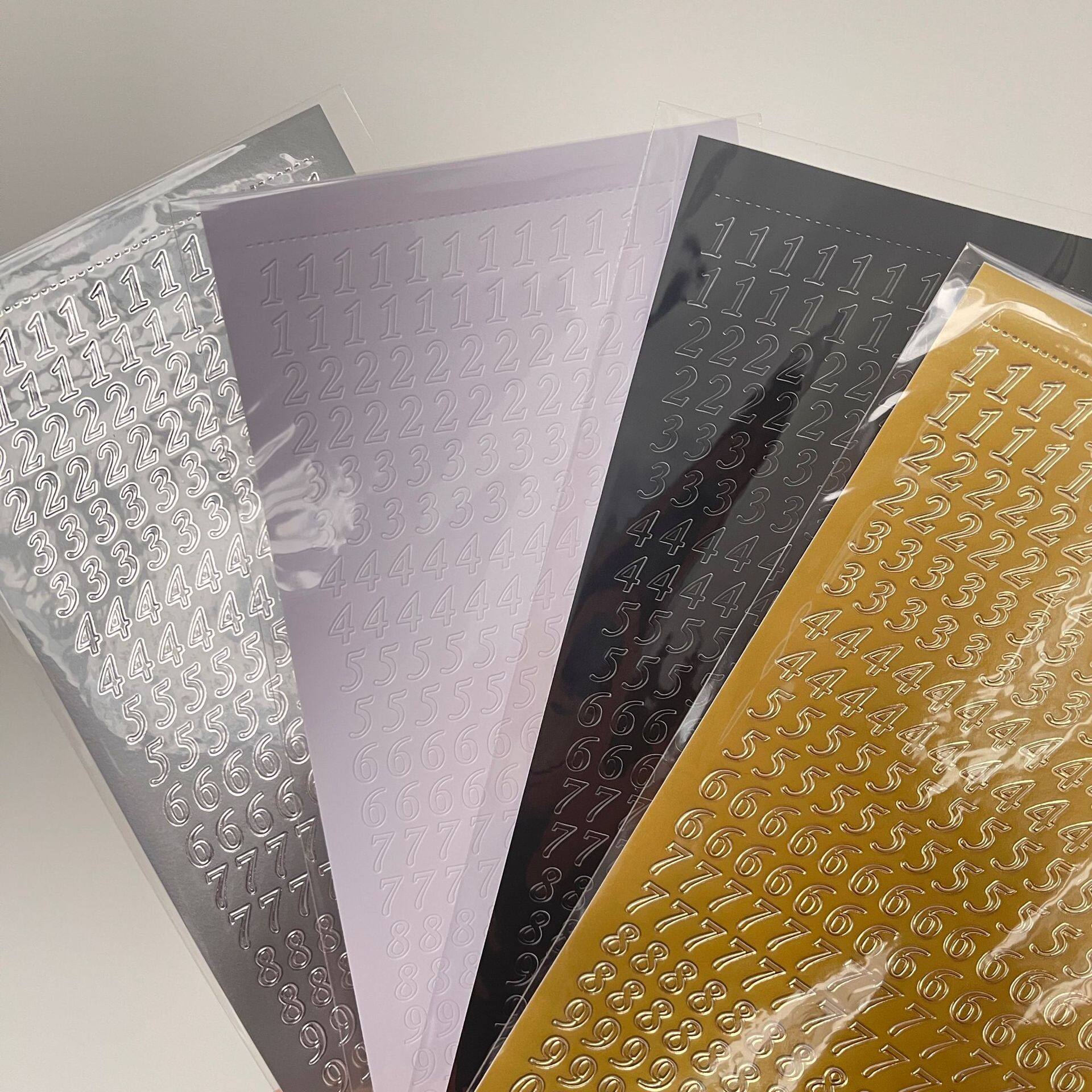 GaLiCiCi stickers Nhãn kỹ thuật số dập nóng màu bạc / Nhãn kỹ thuật số phong cách Hàn Quốc / Vật liệu trang trí tự làm