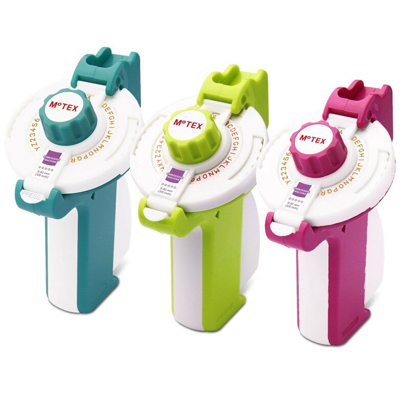 Motex E-202 Máy Đánh Chữ E202 Thủ Công Máy In Nhãn Tay Băng Dính Trang Trí Cho Băng Nhãn Dập Nổi 3D 9Mm