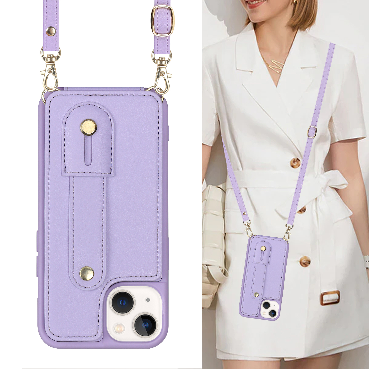 Phone Case Wallet With Leather Card Holder And Wrist Strap For Iphone_voghion.com
