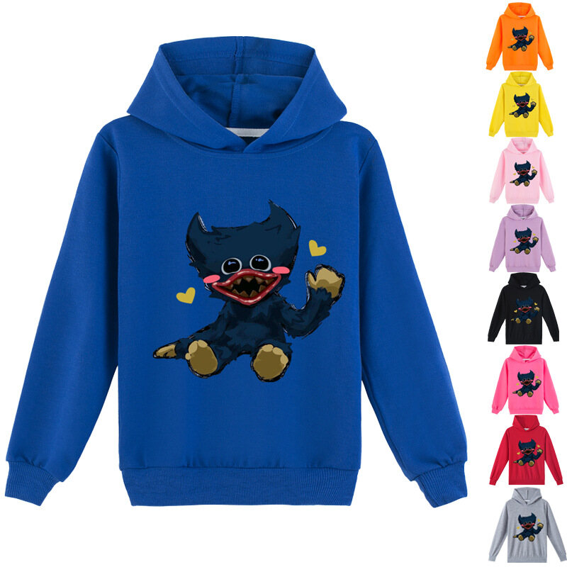 Poppy Playtime Áo Hoodie Bé Trai Bé Gái Áo Len Hoạt Hình Có Mũ Thoải Mái Mùa Xuân Thu Áo Chui Đầu Dài Tay Phù Hợp Với Trẻ Em Y505