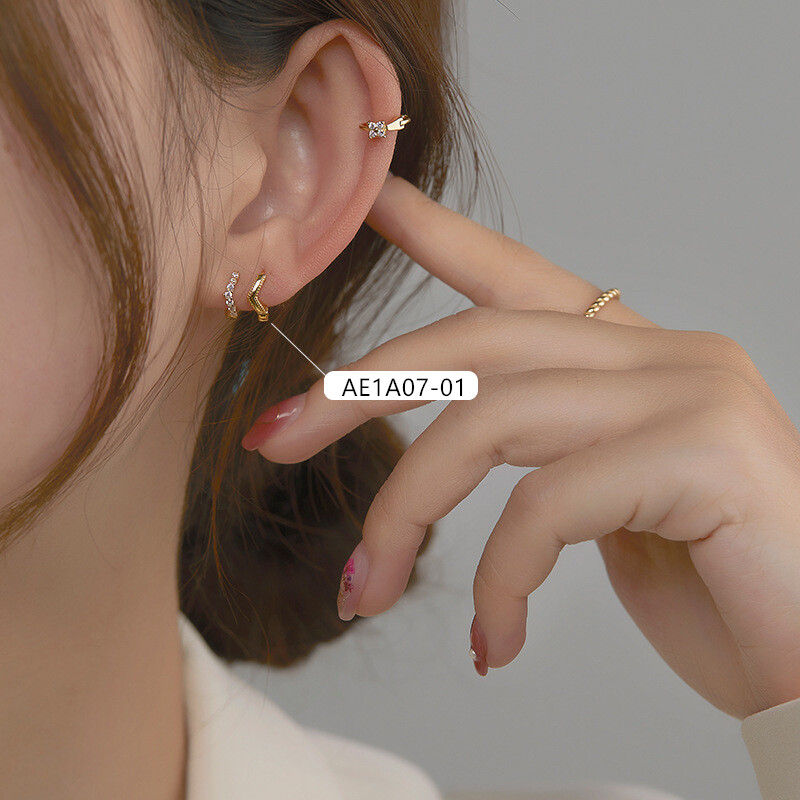 Dkc Đồ Trang Sức 14K Vàng-Mạ Mini vòng đính đá Zircon Bông Tai Cô Gái Huggie Khuyên tai đá Cubic Zirconia Cartlige hạt bông tai Cho Phụ Nữ