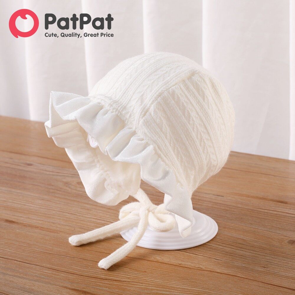PatPat Baby Toddler Ruffled Lace Up Cotton Hat