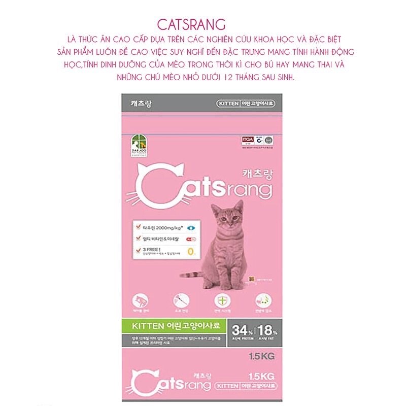 💥 thức ăn hạt catsrang kitten cho mèo con - gói 1,5kg 💥 thức ăn hạt khô cho mèo