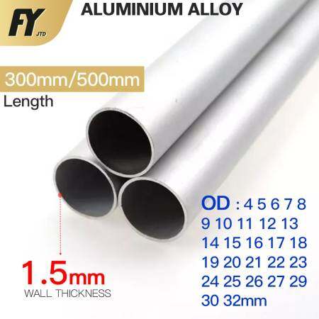 FUYI 6063 Aluminum Pipe, 1.5mm Thickness, 300mm/500mm Length