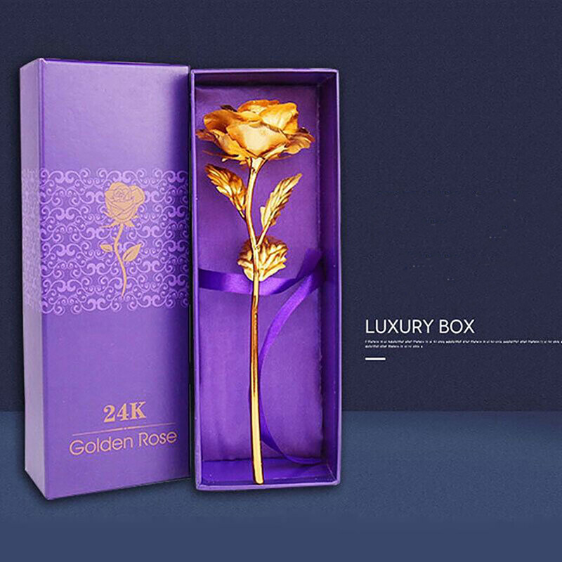 Family Lifestyle-Hoa Hồng 24K Hoa Hồng Lá Vàng Nhân Tạo Hộp Quà Tặng Sang Trọng Phù Hợp Ngày Lễ Tình Nhân Ngày Của Mẹ Ngày Lễ Tạ Ơn Giáng Sinh Sinh Quà Tặng Tiệc Sinh Nhật Hoa Vĩnh Cửu Vàng Tím Mạ Vàng 24K