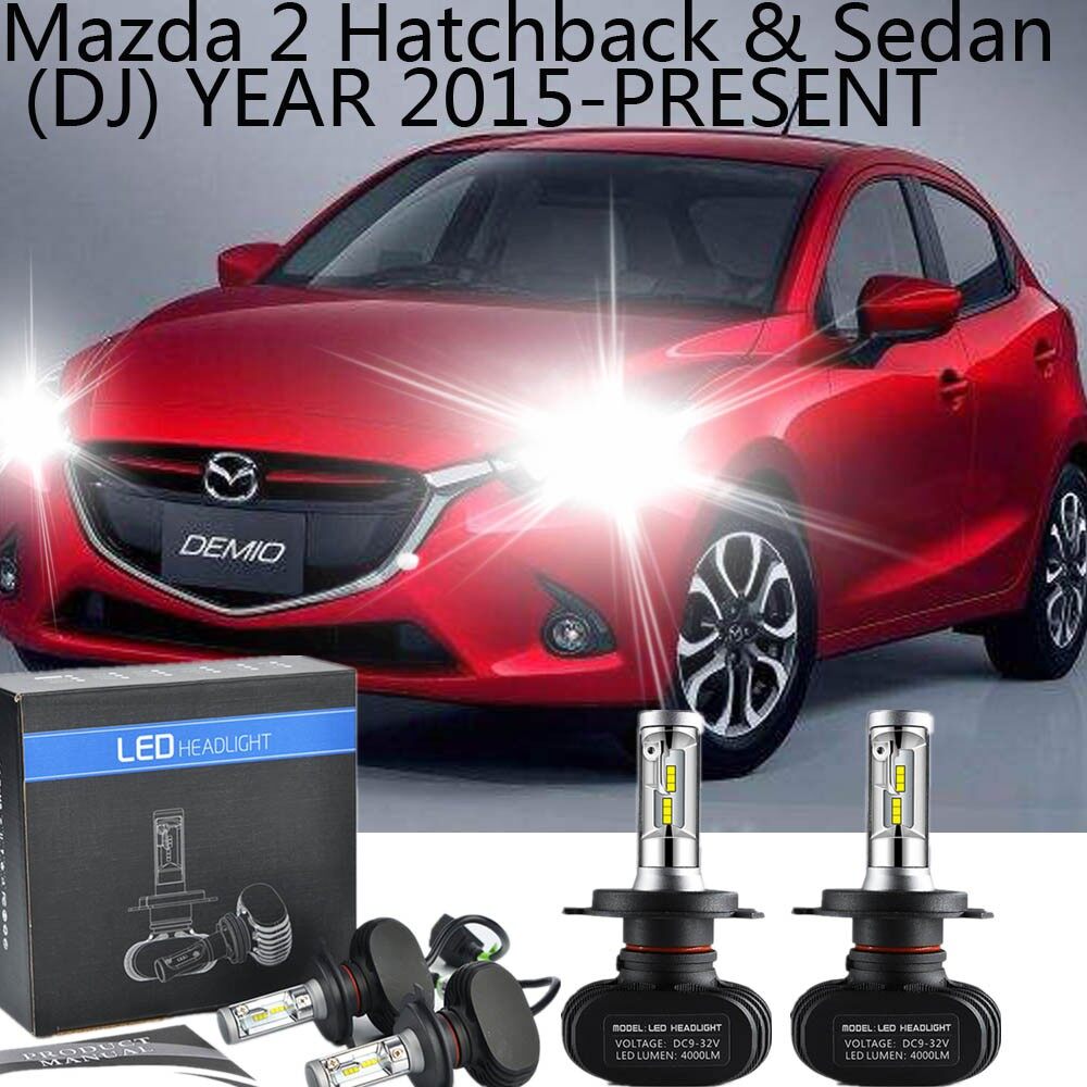 2PC Bright H4 LED ไฟฉายคาดศีรษะไฟหน้าสำหรับมาสด้า2 Mazda 2 Hatchback - Sedan (DJ) 3rd Gen อุปกรณ์เสริม ราคา 572 บาท*ส่งฟรี