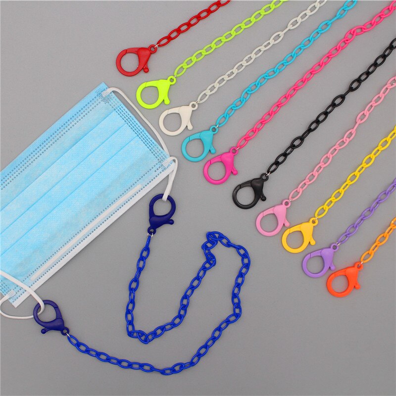 Children Acrylic Mask Chain Candy Color Neck Strap Rope Holder Non-slip Eyeglass Cord Lanyard Anti Lost Kids Student Accessories