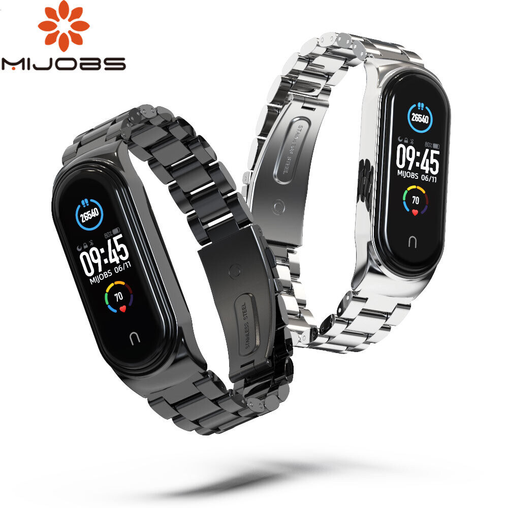 MIJOBS Dây Đeo Kim Loại Cho Xiaomi Mi Band 7 8 / Mi Band 4 / Mi Band 5 / Mi Band 6 / Mi Smart Band 6 / Mi Band 3 Vòng Đeo Tay Thay Thế Dây Đeo Đồng Hồ Dây Đeo Cổ Tay Bằng Thép Không Gỉ Dây Đeo Đồng Hồ Cho xiaomi Mi Band 3 4 5 6 7 8