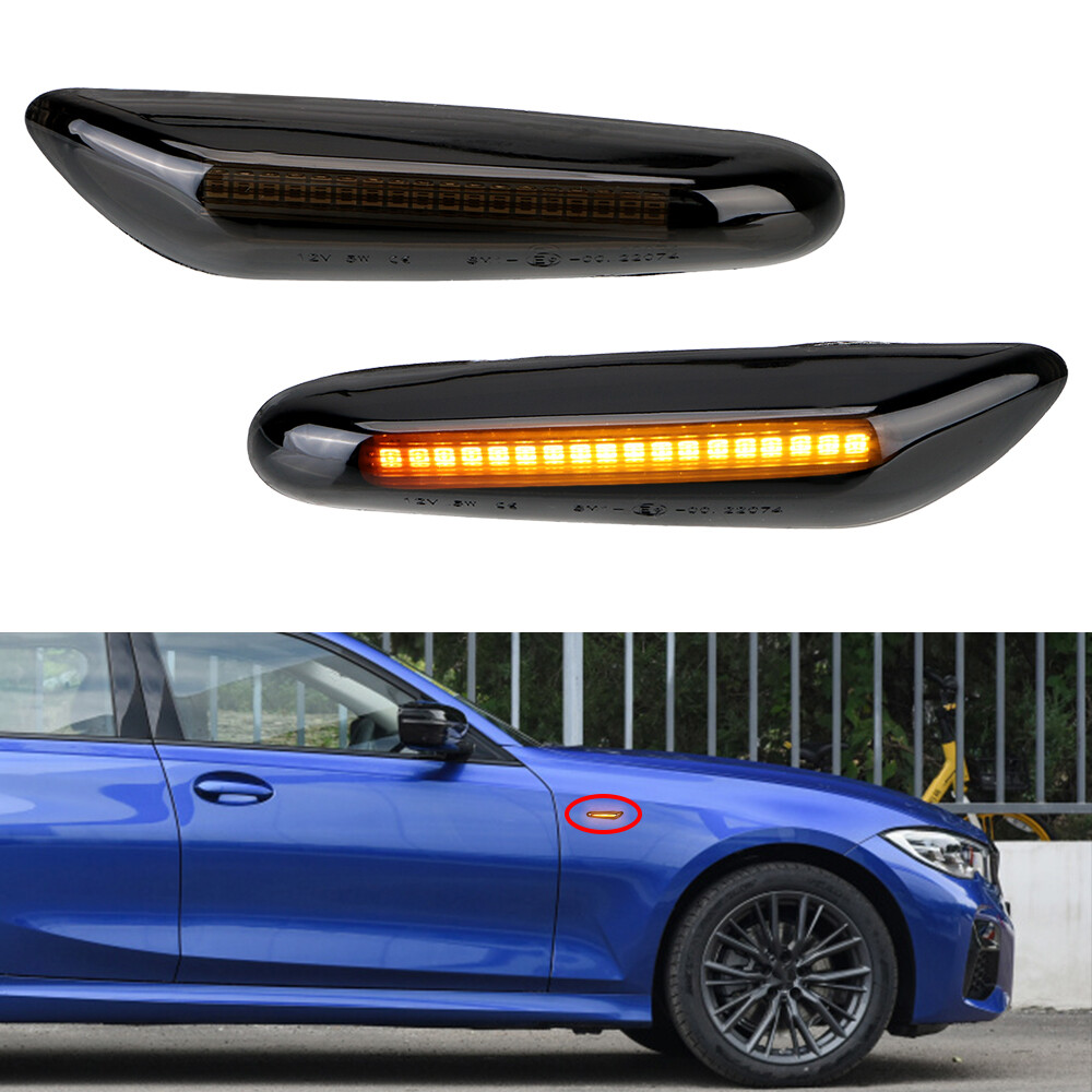 Đèn Xi Nhan Ống Kính Khói Chống Nước Chảy Động, Cho BMW E46 E60 E90 E91 E92 E93 X1 X3 X5 2 Chiếc/Bộ Đèn LED Đánh Dấu Bên Hông