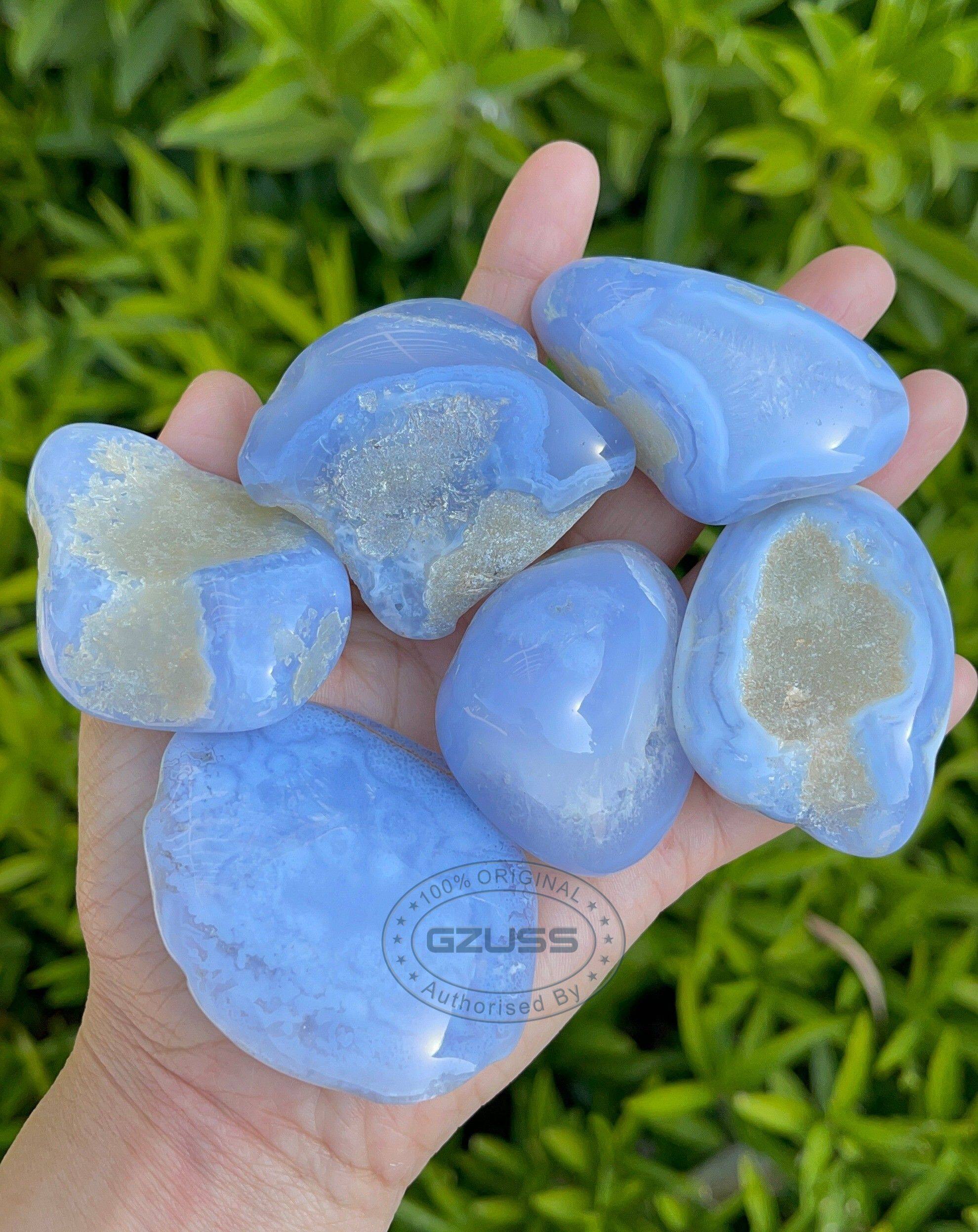 Ren xanh Agate Chalcedony đá Đá-Ren xanh Agate Giảm-Đá luân xa cổ họng-Chữa bệnh tinh thể và đá