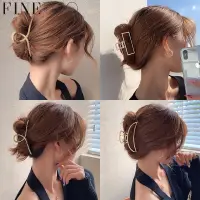 FINE TOO Korean Fashion Retro Pearl Geometry Duckbill Claw Clip Elegant Simple Gold Hairpin Women Hair Accessories