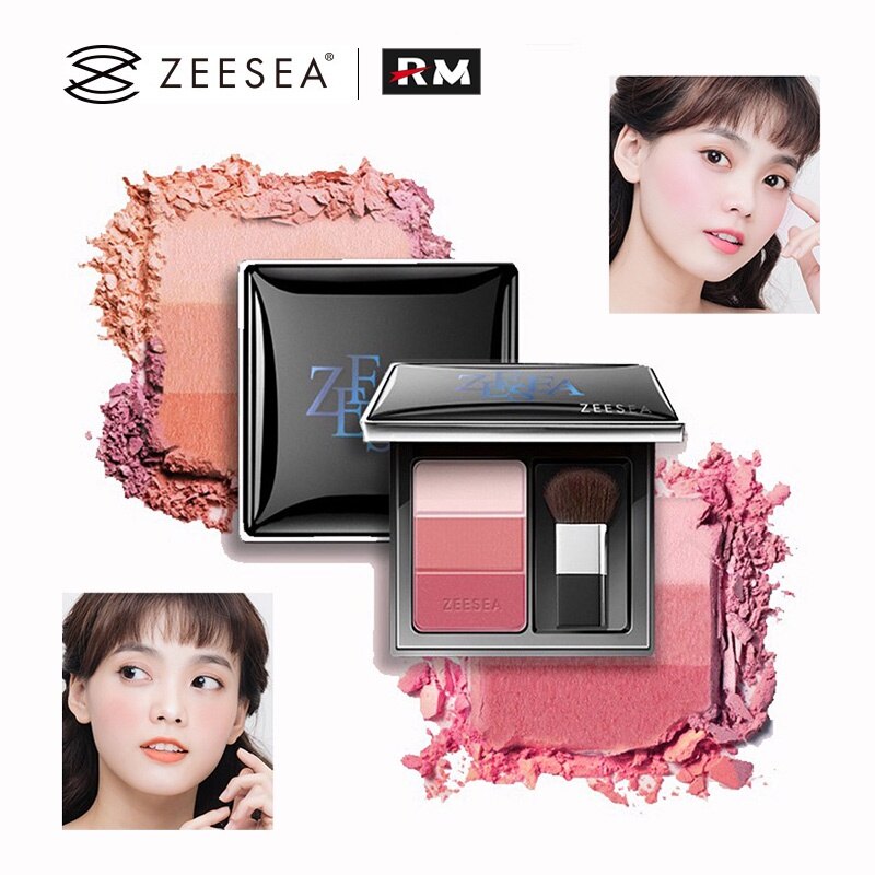 Phấn má hồng ba màu phấn mắt má hồng tông màu da sáng phấn má hồng tạo khối tự nhiên lâu trôi và bóng