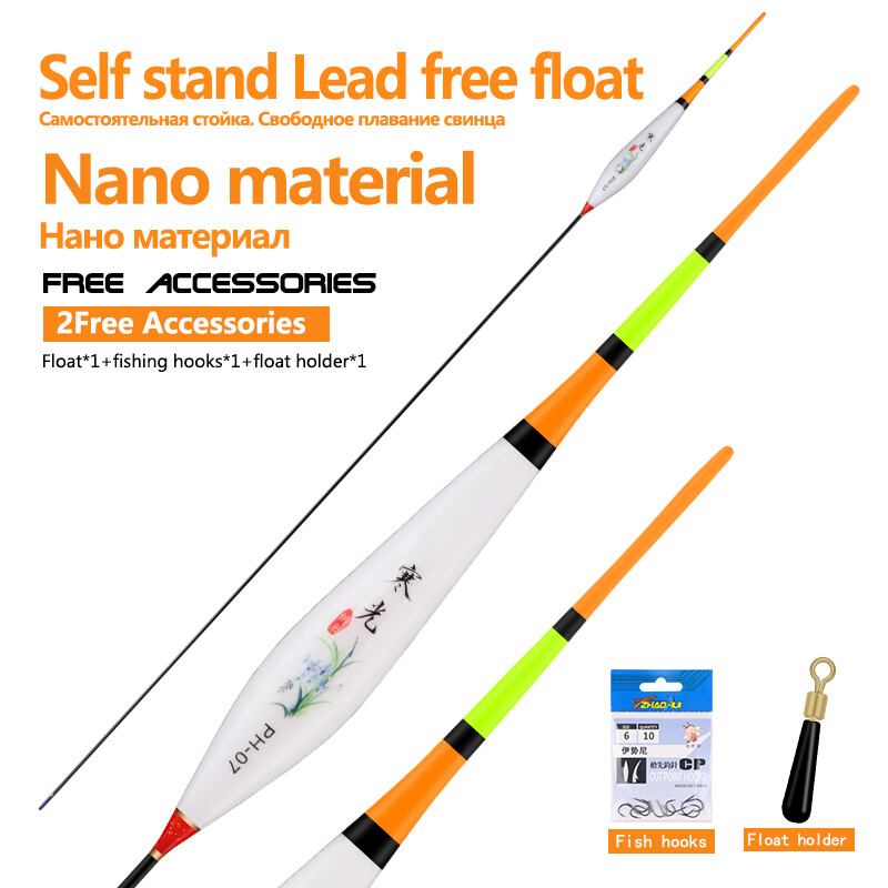 1 chiếc phao câu cá không chì + 1 móc túi + 1 phao bơi phao nano tổng hợp phao nổi chống gió phao chân dài dụng cụ phao câu cá