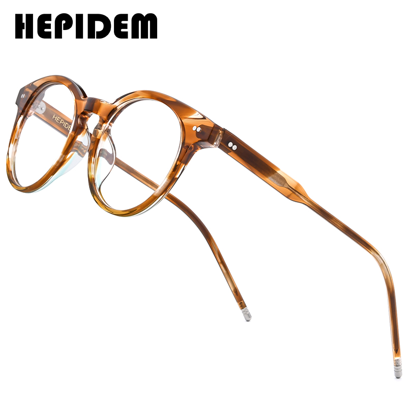 Hepidem gọng kính quang học acetate kính mắt tròn cổ điển mới 2020 cho nữ kính theo toa cận thị cho nam kính mắt 9127
