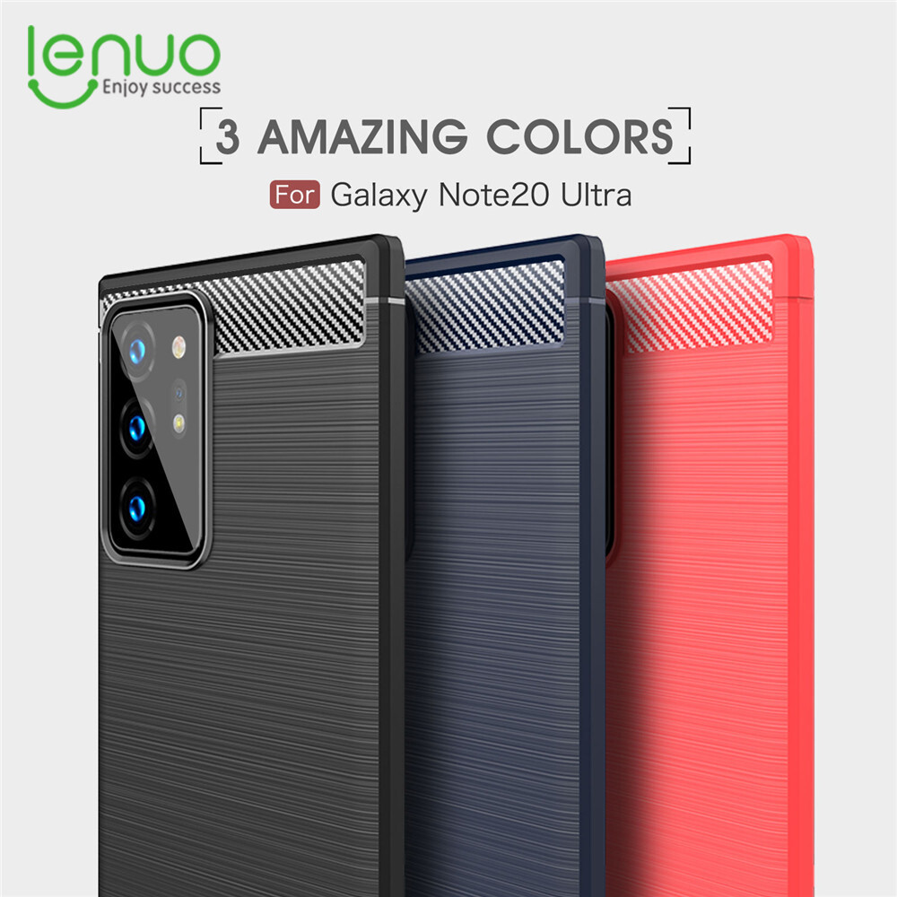 Lenuo Dành Cho Samsung Galaxy Note 20 Ultra 5G Ốp Lưng-Điện Thoại Di Động Chải Silicon Sợi Cacbon Ốp Lưng TPU