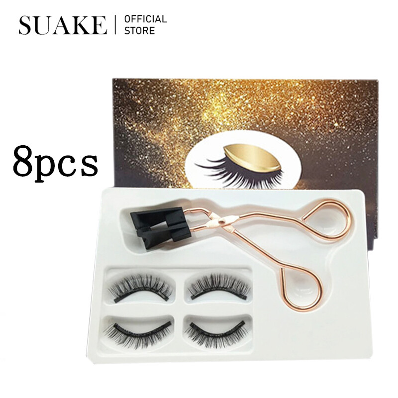 SUAKE 8 Chiếc/2 Cặp Lông Mi Giả Từ Tính Bốn Nam Châm Lông Mi Giả Từ Tính Lông Mi Giả Từ Tính Nguyên Bản 3D