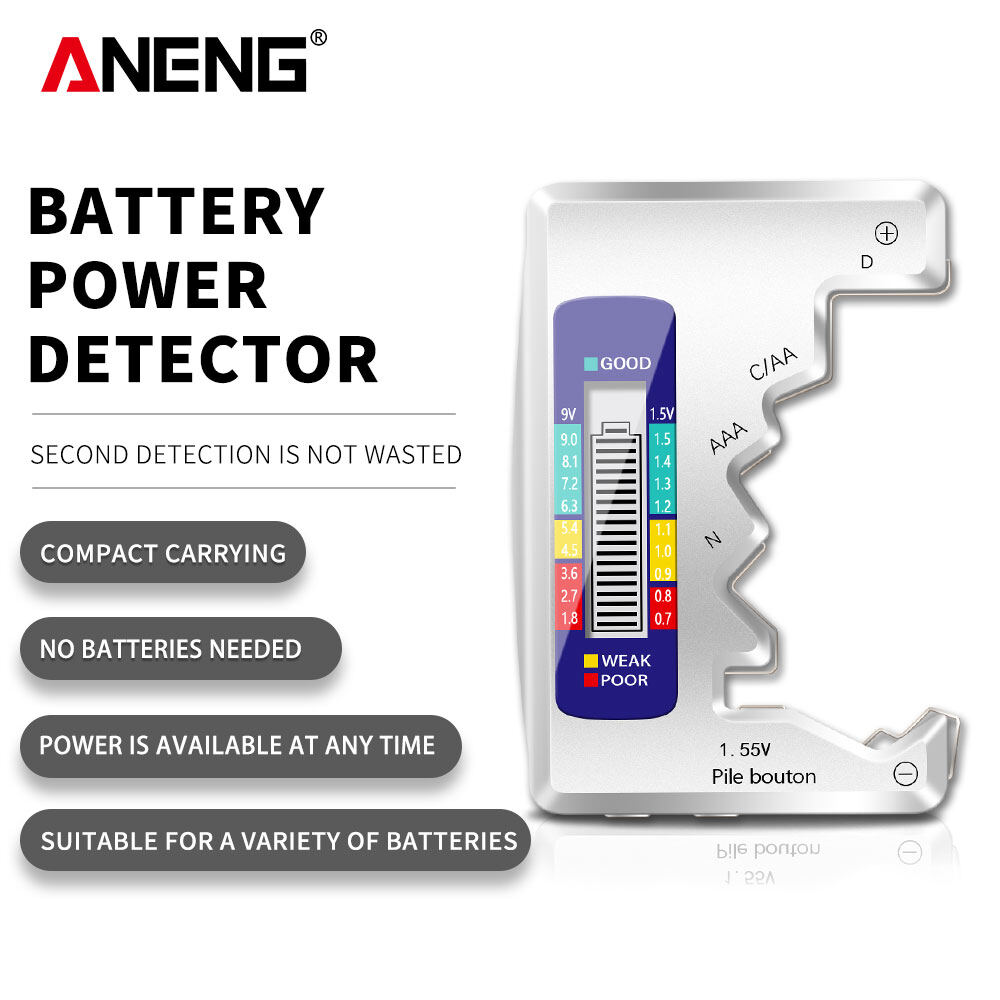 Aneng máy kiểm tra pin đa năng, máy dò kiểm tra dung lượng pin tế bào nút c aa aaa d n 9v 1.55v màn hình lcd dụng cụ điện dung