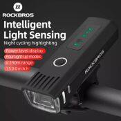 ROCKBROS Smart Sensor Bike Headlight, USB Rechargeable LED Flashlight