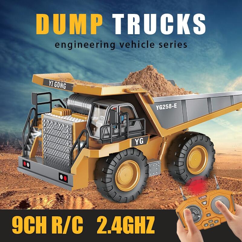 1 24 9CH RC Alloy Dump Truck Car Engineering Vehicle Forklift Heavy