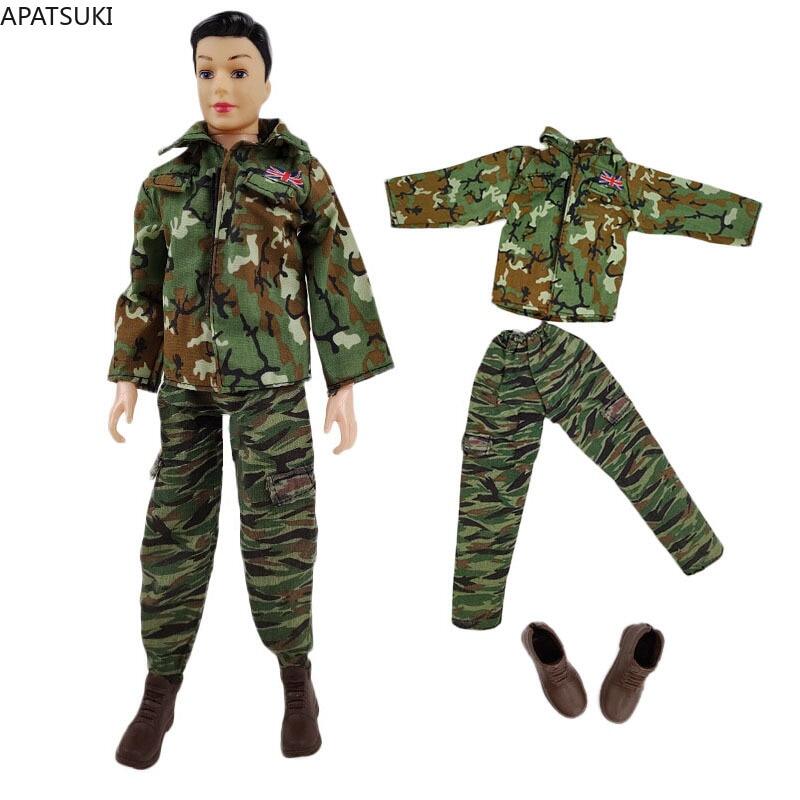 Army Green Soldier Camouflage Clothes Set For Ken Boy Doll Outfits Coat