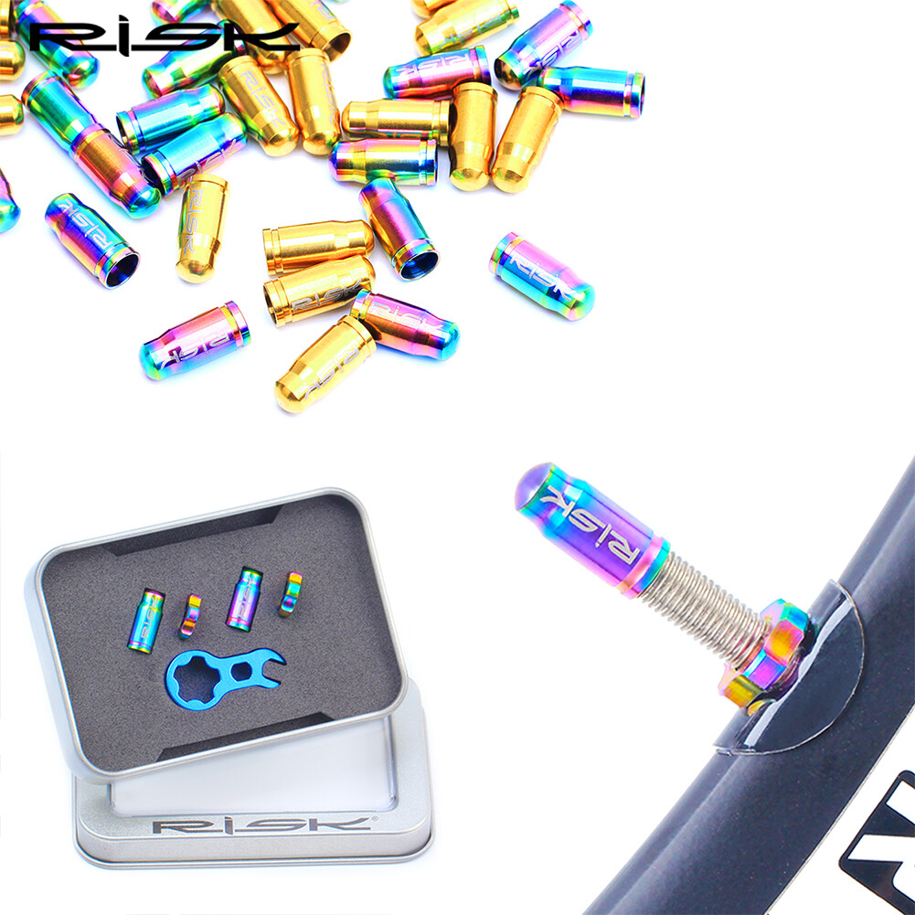 Risk bộ nắp van xe đạp đường trường xe đạp leo núi bằng hợp kim titan nắp van lốp chống bụi