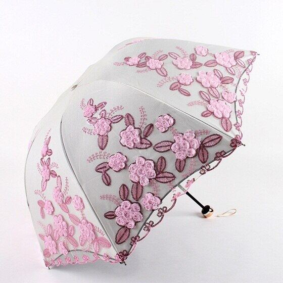 ร่มดอกไม้พับได้กันฝนผู้หญิงสามพับร่มที่กำหนดเองเครื่องมือฝนผู้หญิงร่มสนามที่ไม่ซ้ำกัน