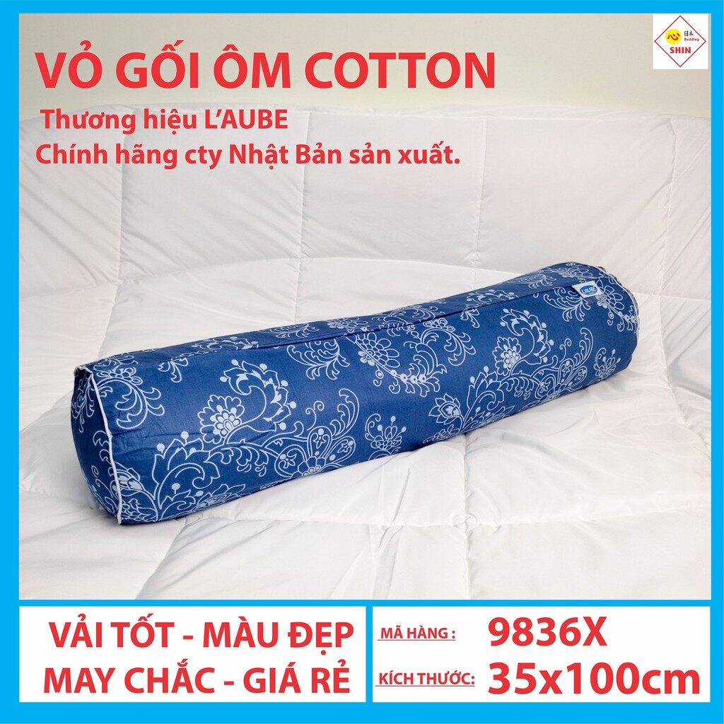 Vỏ gối áo gối ôm cotton chính hãng laube thương hiệu Nhật Bản mã 9836X--